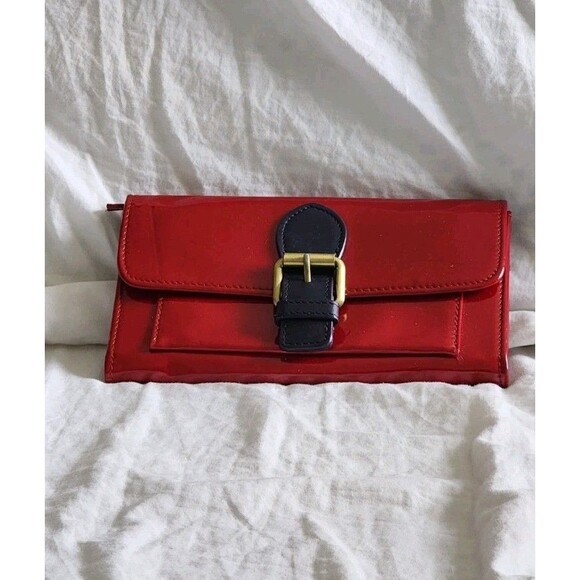 Boden Patent Leather red Wallet 8" Classic Hobo Style 90's Y2k - Picture 1 of 6